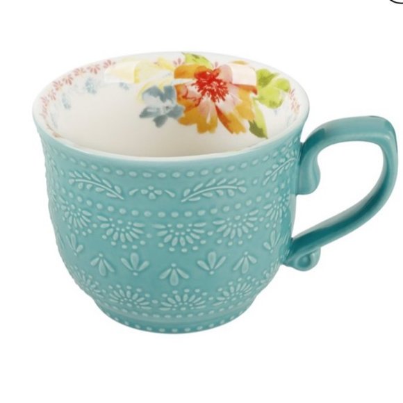 The PIONEER WOMAN Wildflower WHIMSEY 18oz mug Aqua - Picture 1 of 3
